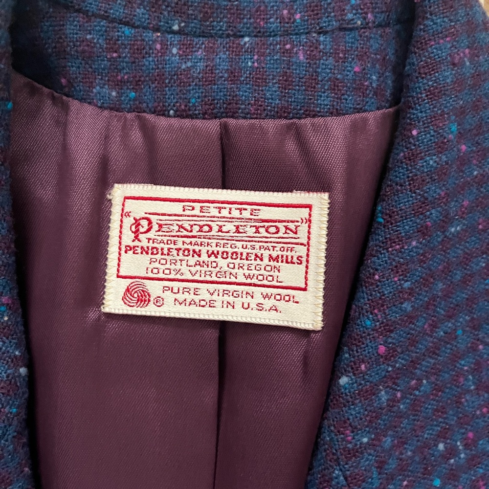Vintage 100% Wool Pendleton Dark Blue Textured Bl… - image 2
